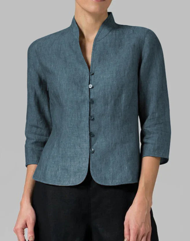 Women's Stand Collar Transitional Jacket with 3/4 Sleeves