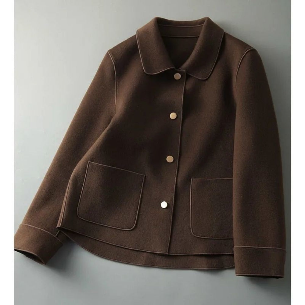 Button Up Short Jacket with Pockets for Women - Daniela