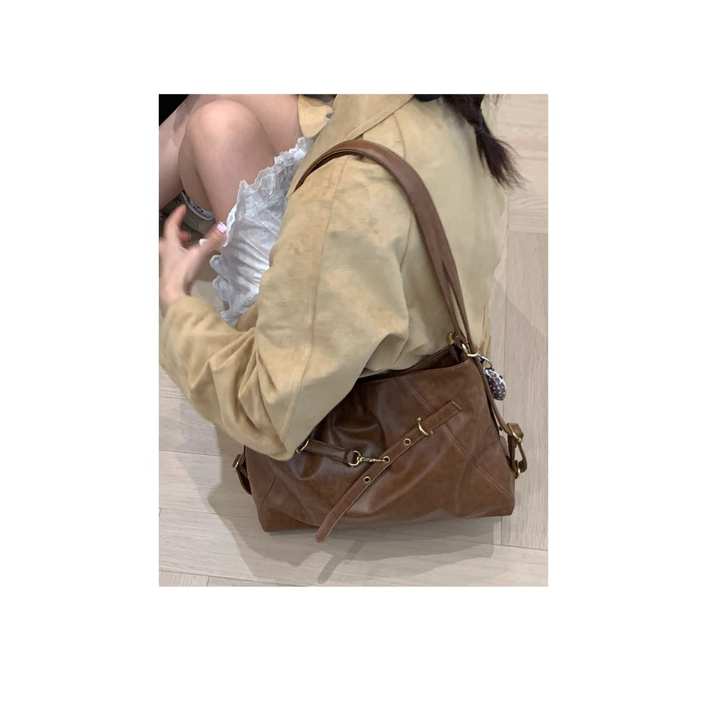 Faux Leather Shoulder Bag with Strap for Women - Chiara