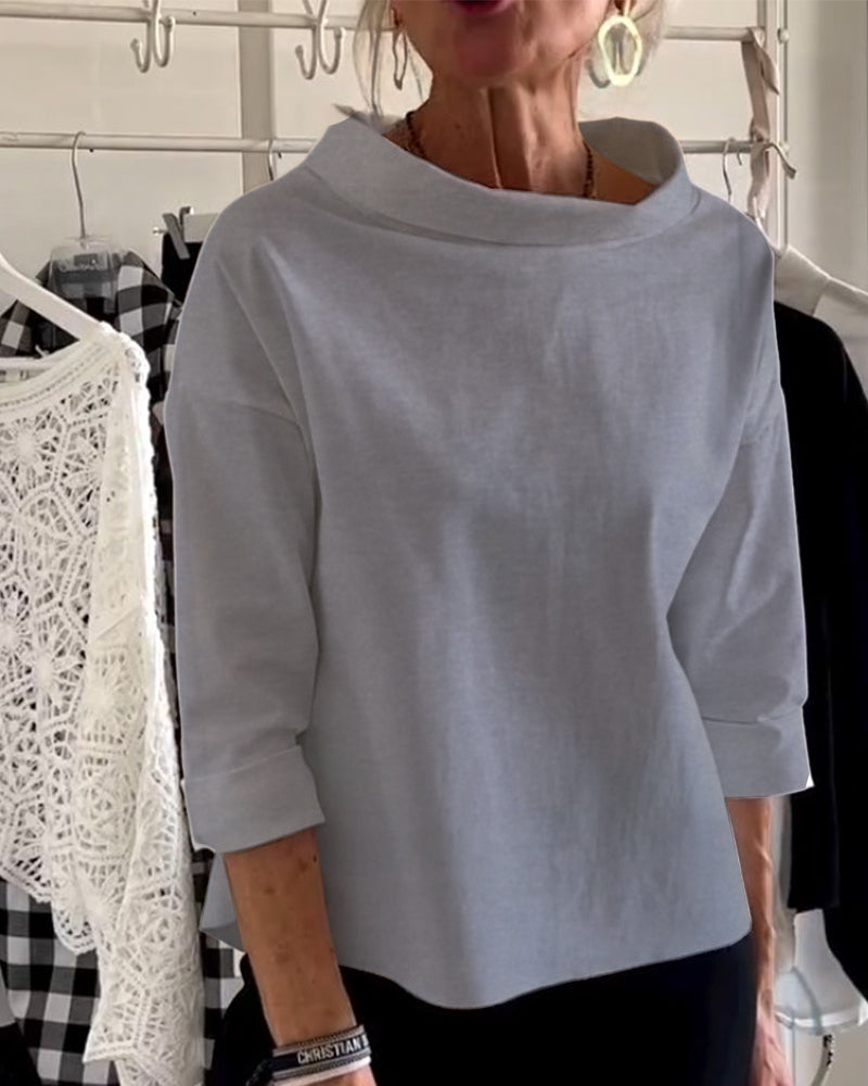 Casual Waterfall Neck Blouse for Women | 3/4 Sleeves