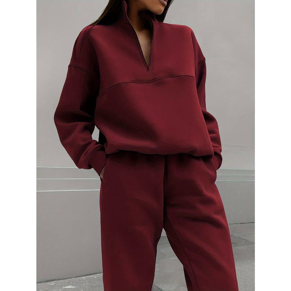Half Zip Sweatshirt and Jogger Set for Women - Stefania