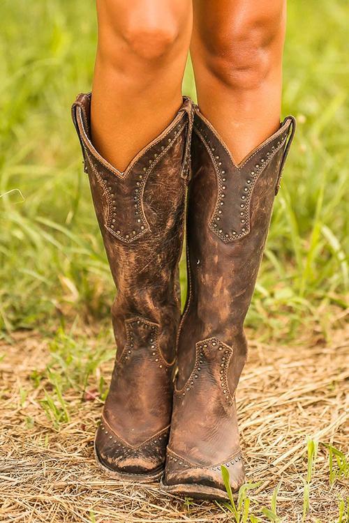 Women's Vintage Western Cowboy Boots | Block Heel