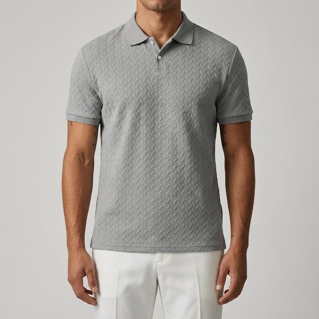 Men’s Short Sleeve Cable Knit Polo Shirt | Slim Fit