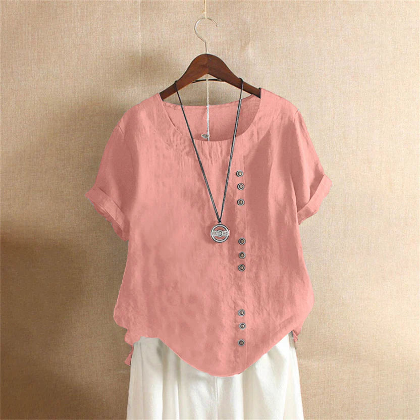 Women's Casual Short Sleeve Blouse | Round Neck