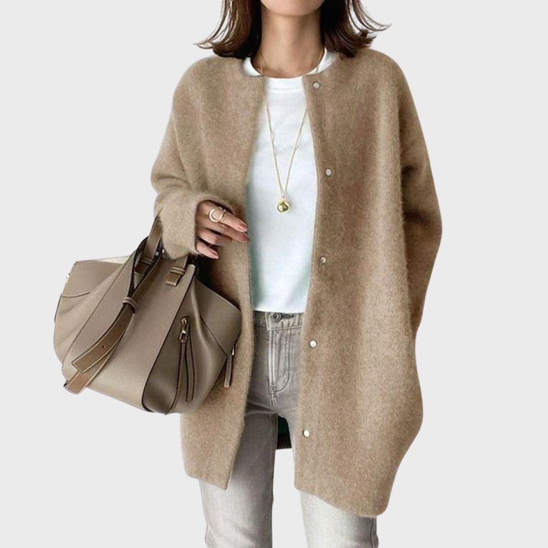 Women's Cozy Oversized Knit Cardigan | with Snap Button
