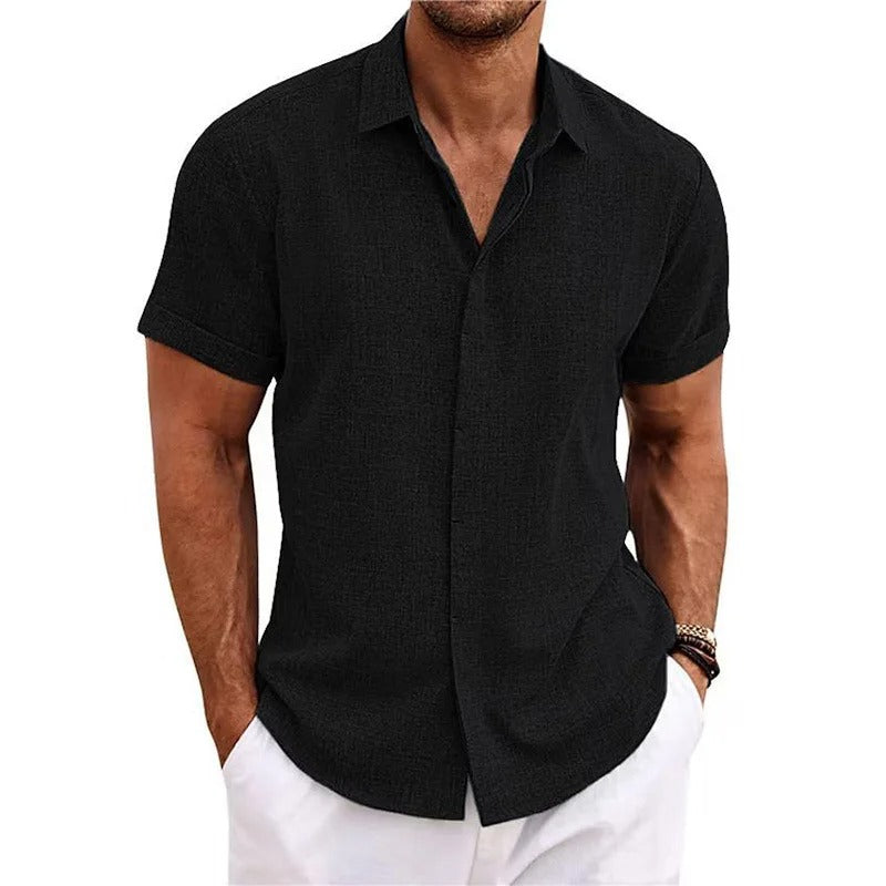 Men's Short Sleeve Beach Polo Shirt with Button Closure