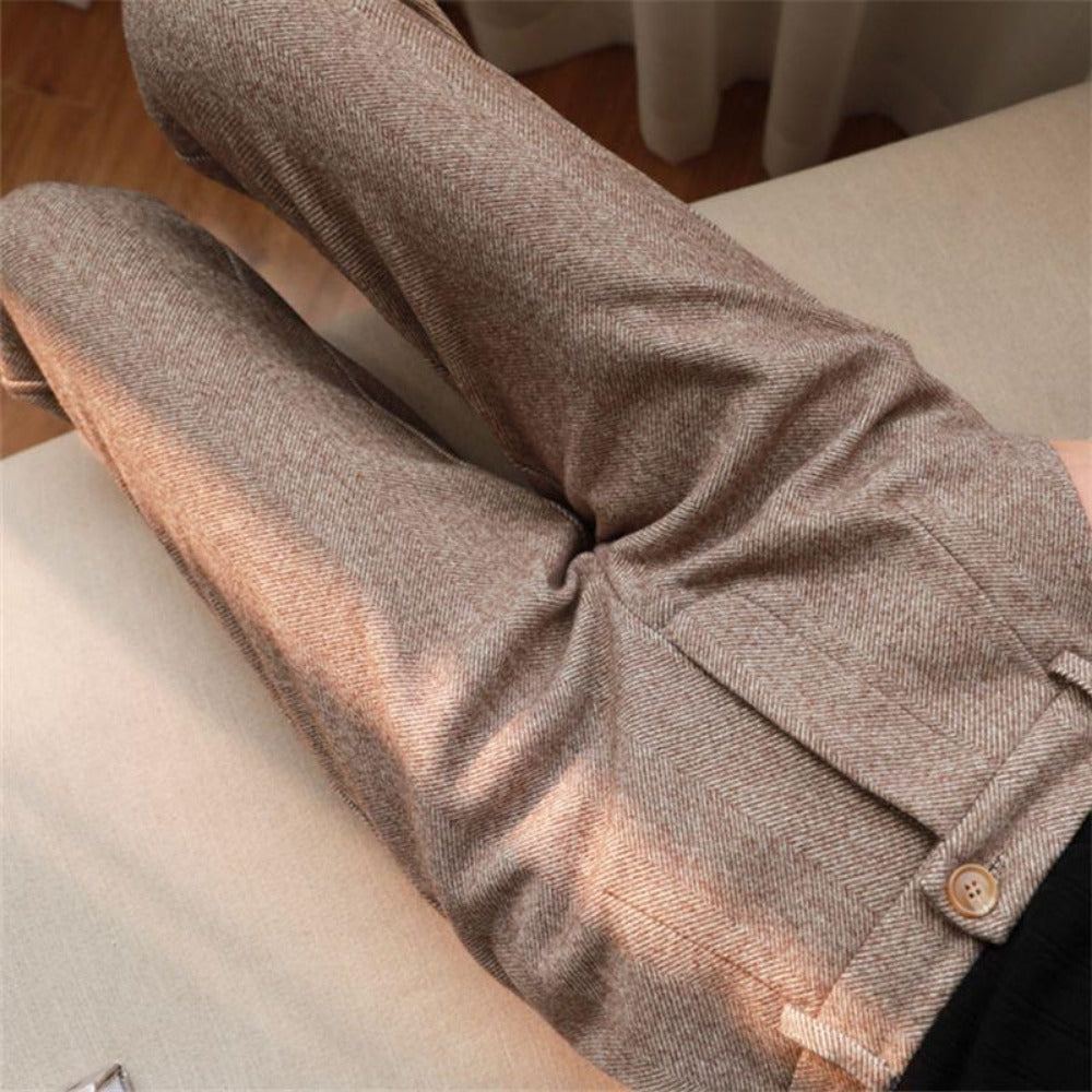 Herringbone High Waist Trousers for Women - Gigliola