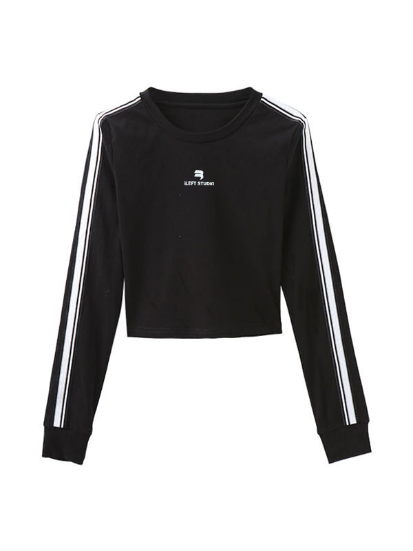 Contrast Color 2000s Print Long Sleeve Tee