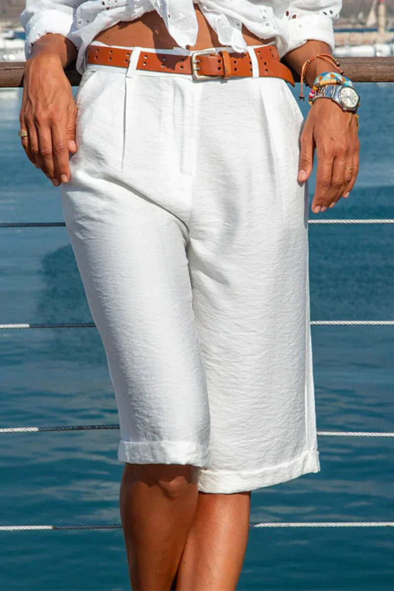Women's Summer Pleated Bermuda Shorts | High-Waisted