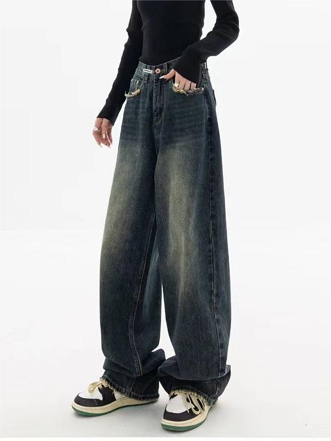Women's Dark Wash Baggy Boyfriend Jeans