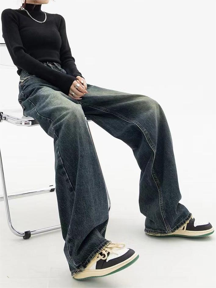 Women's Dark Wash Baggy Boyfriend Jeans
