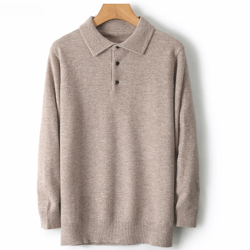Men's Casual Knitted Polo Sweater | Long Sleeve