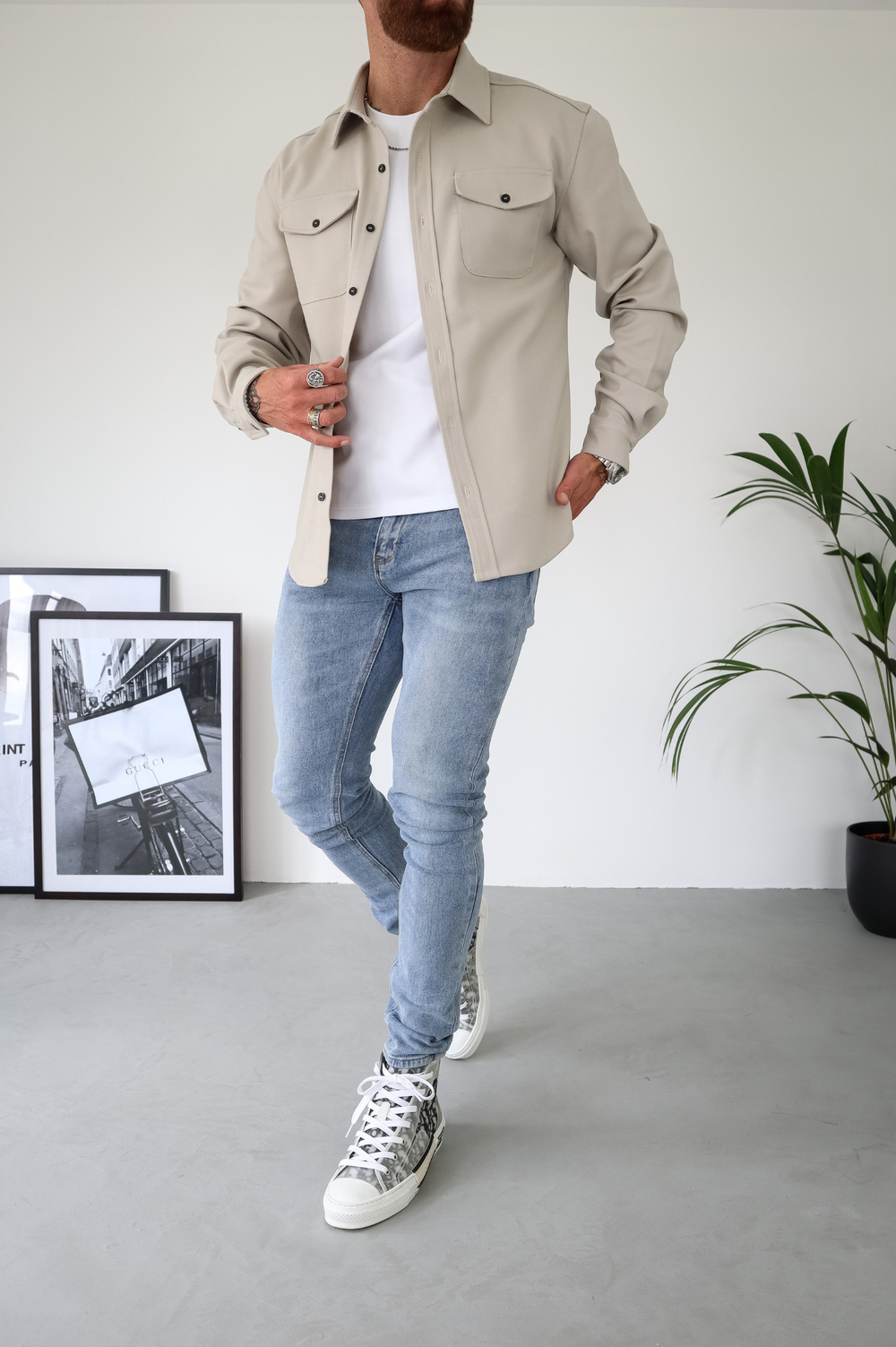 Men's Casual Long Sleeve Overshirt | with Chest Pockets