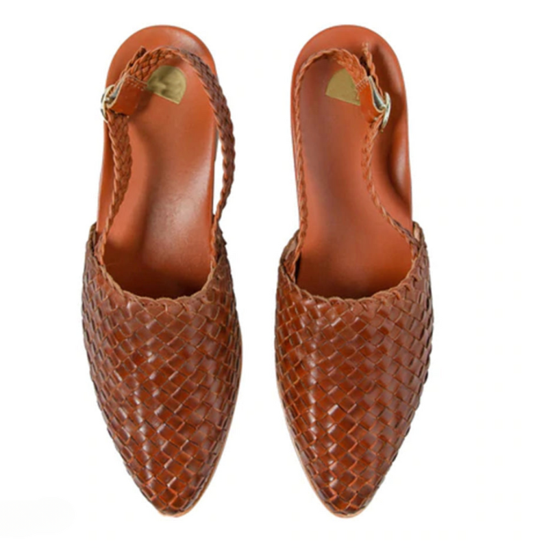 Women's Closed Toe Woven Slingback Flats | Pointed Toe
