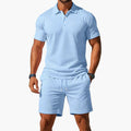 Men's Short Sleeve Polo Shirt and Drawstring Shorts Set | 2-Piece