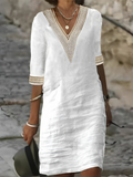 Women's Casual V-Neck Shift Dress | Midi