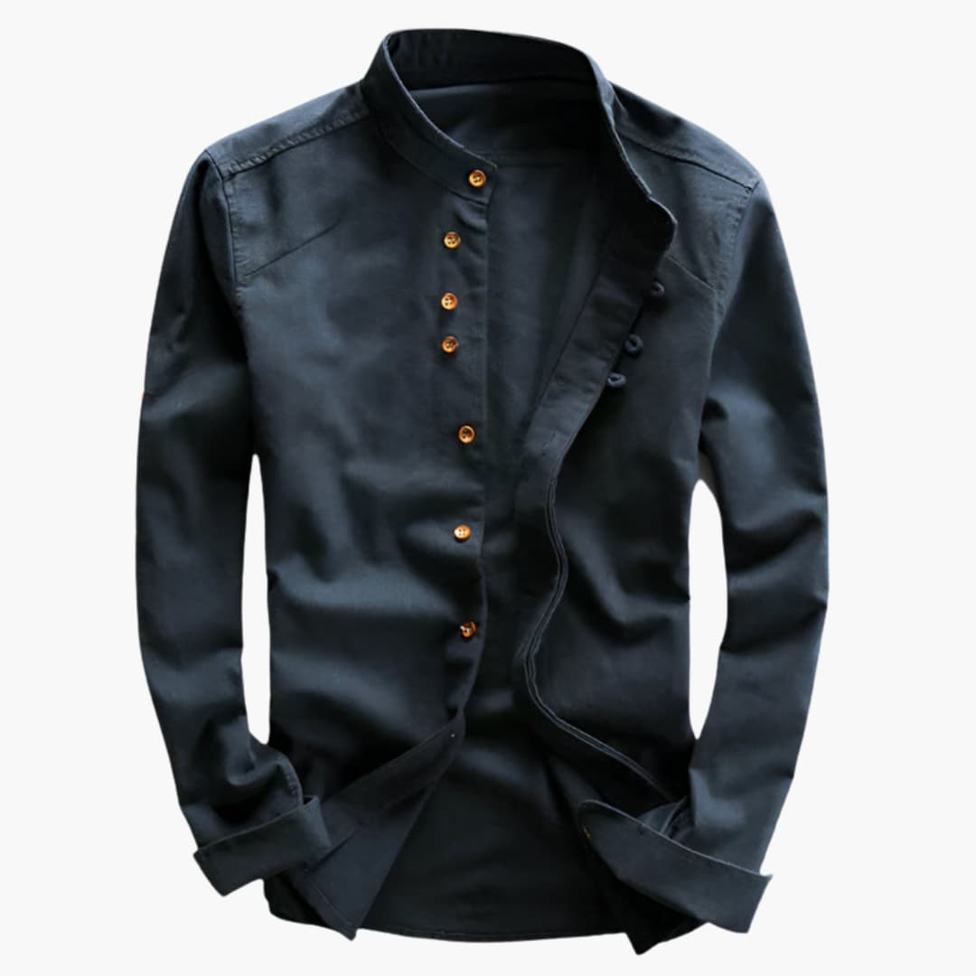 Men's Long Sleeve Stand Collar Shirt
