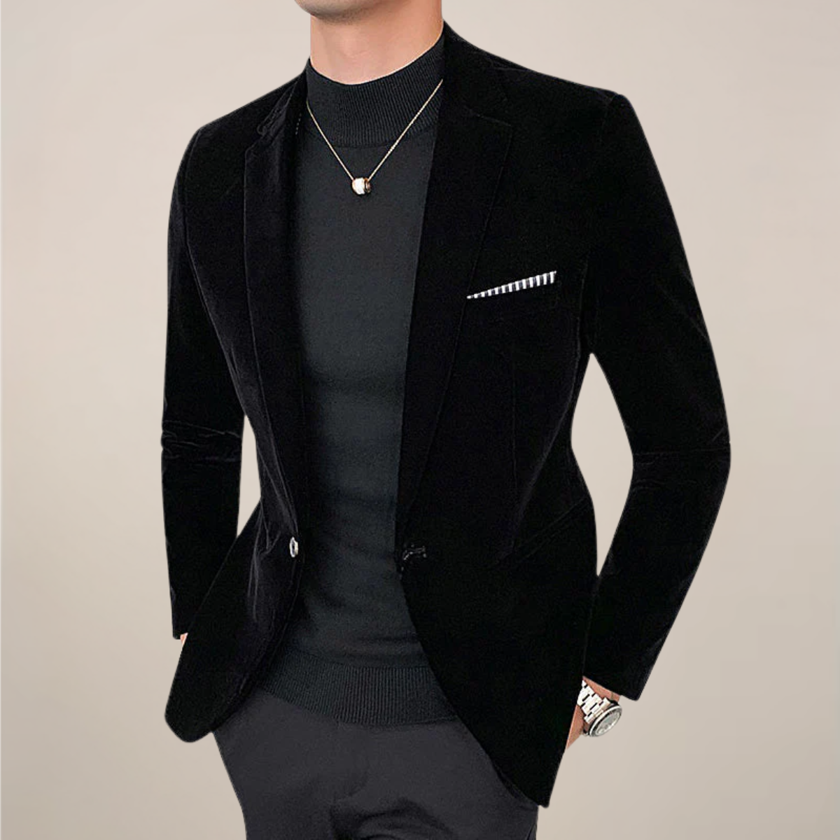 Men's Slim Fit Formal Blazer Jacket | One-Button Lapel