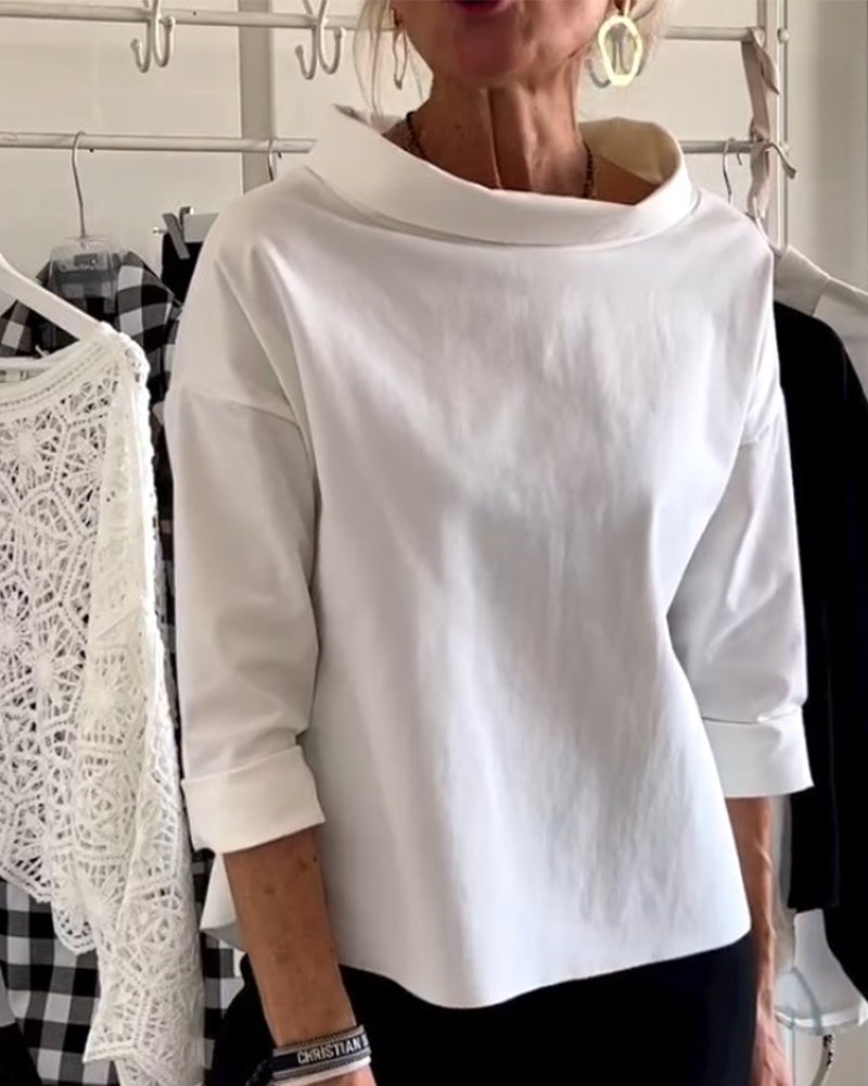 Casual Waterfall Neck Blouse for Women | 3/4 Sleeves