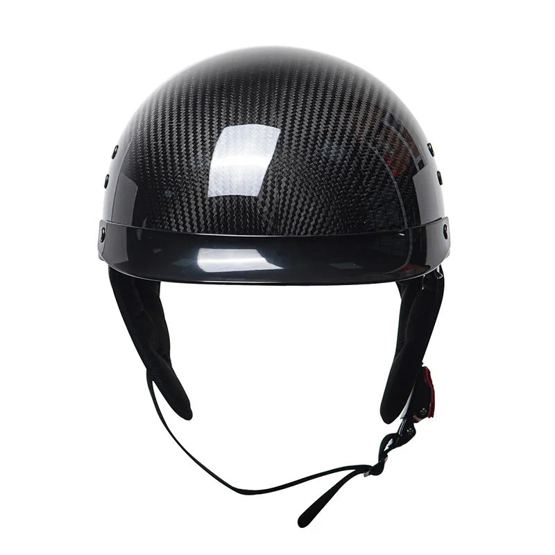 Retro Motorcycle Half-Face Helmet | with Drop-Down Sun Visor