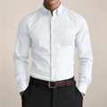Men's Casual Long Sleeve Button-Down Shirt with Chest Pocket