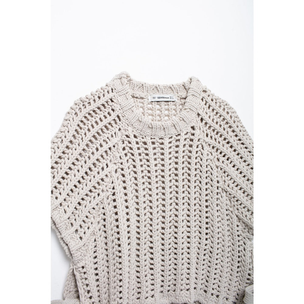 Multi Color Crochet Knit Short Sleeve Top for Women - Ginevra