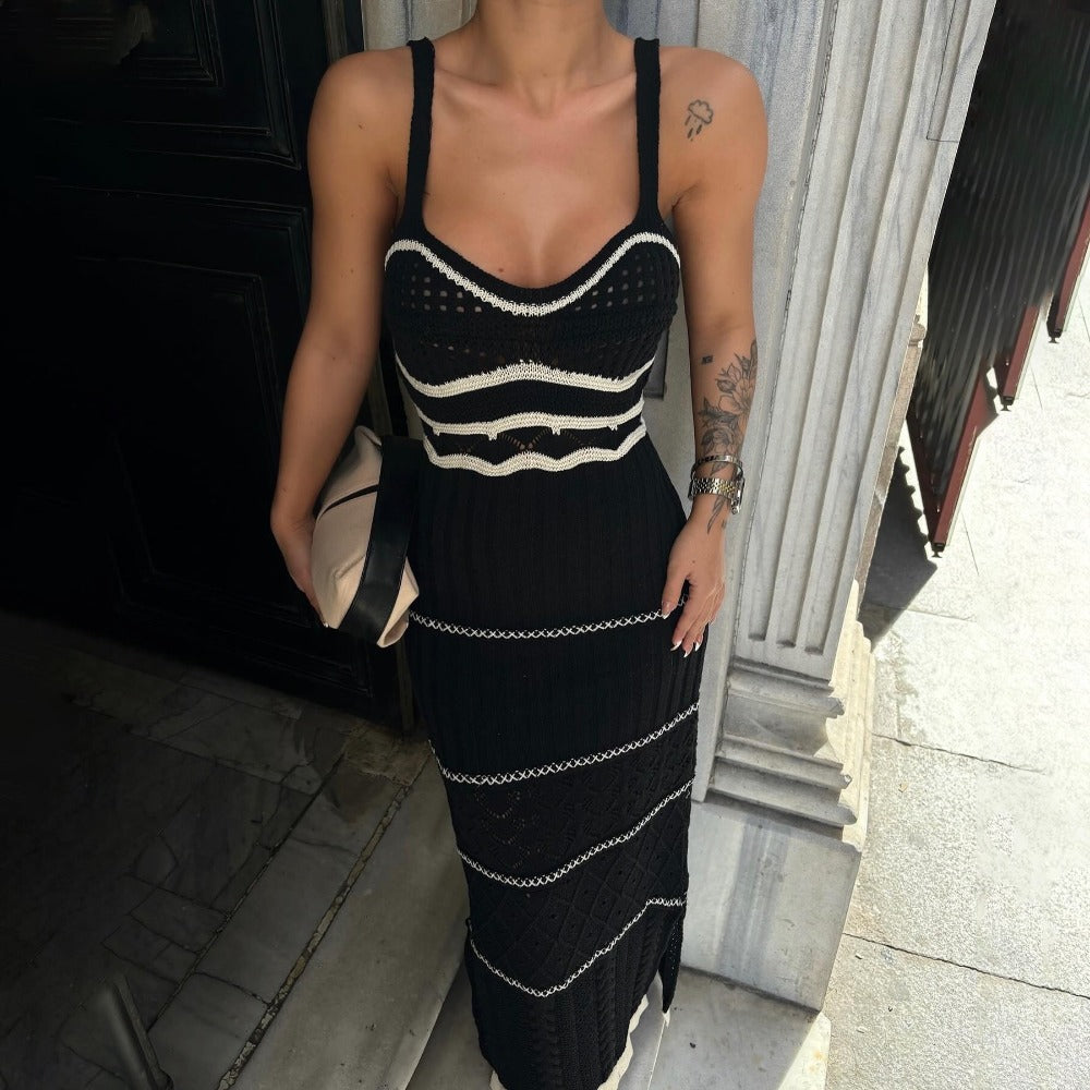 Knitted Maxi Dress with Side Slit for Women - Margherita