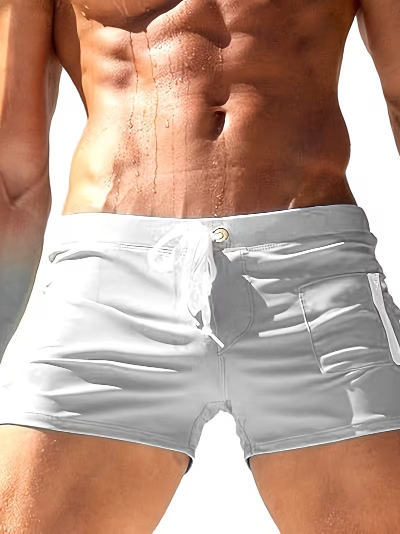 Men's Low Rise Swim Trunks | with Zipper Pocket