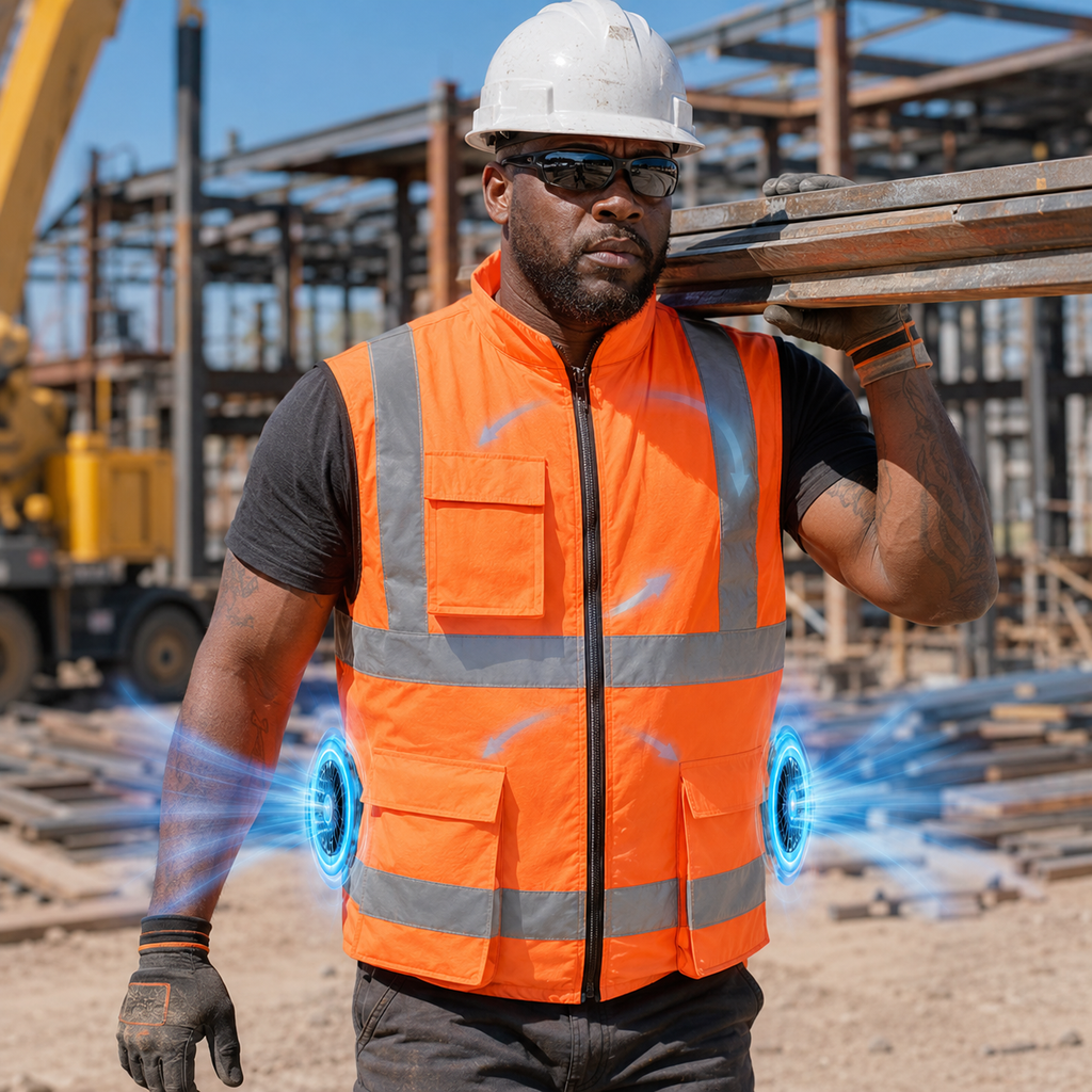 Rechargeable Cooling Vest with Fan for Outdoor Work, Construction, and Travel