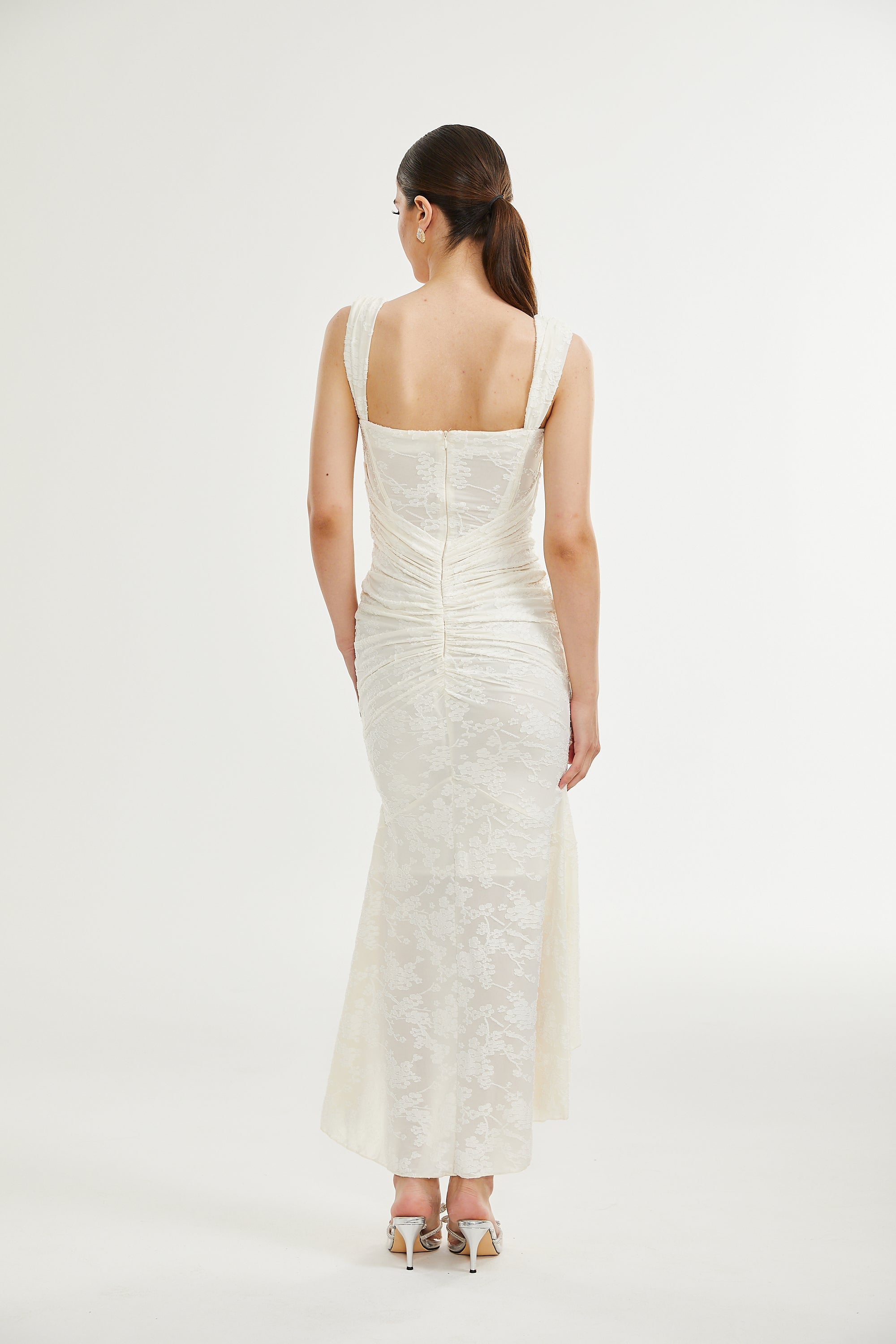Ivory Lace Maxi Dress with Wide Straps for Women - Emma