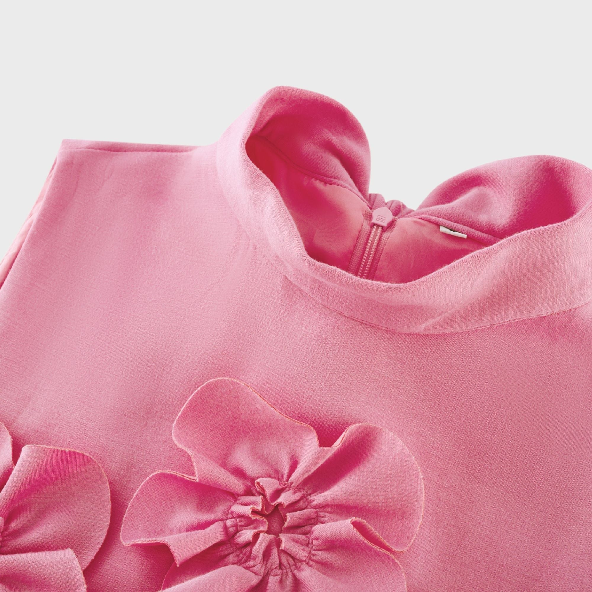 Pink Maxi Dress with 3D Floral Appliqué for Women - Viola