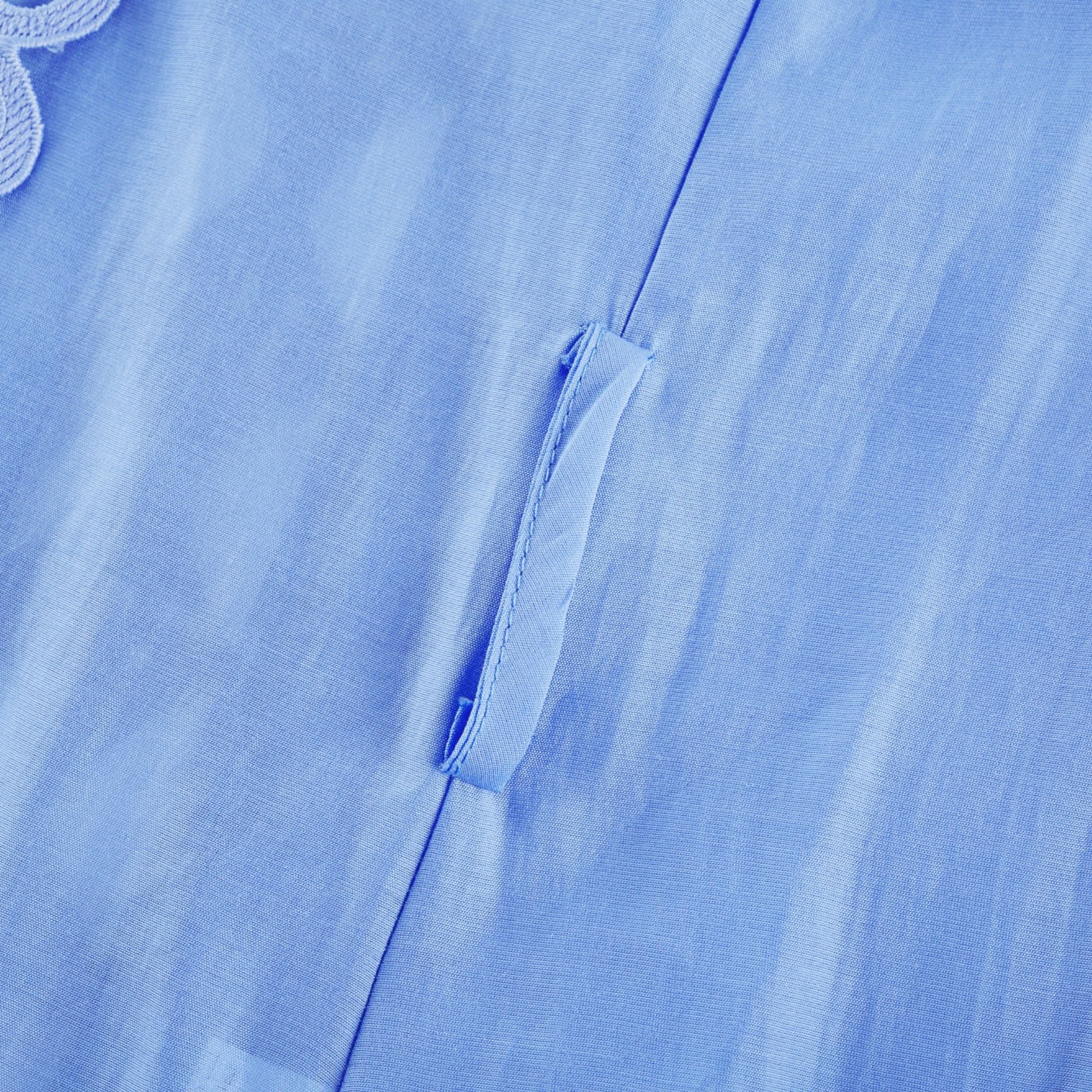 Sky Blue Lace Dress with Tie Belt for Women - Ornella