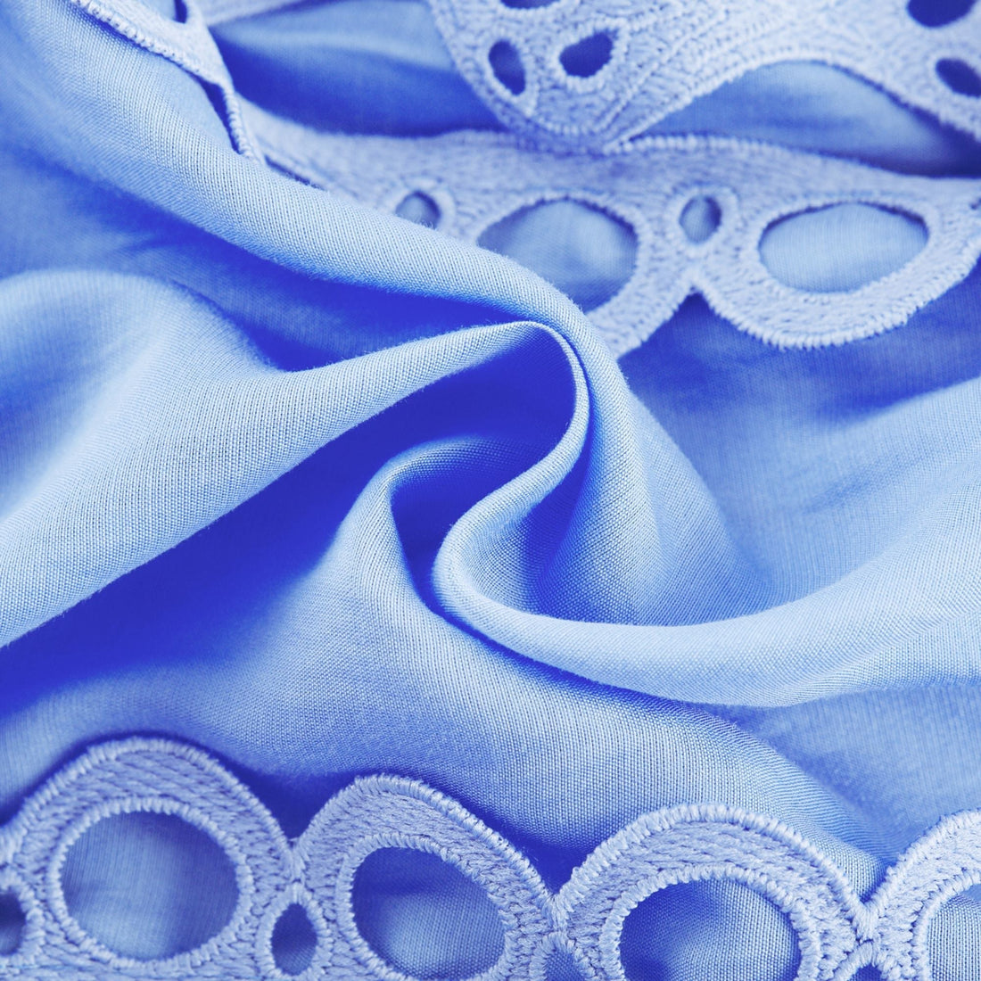 Sky Blue Lace Dress with Tie Belt for Women - Ornella