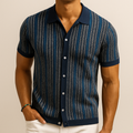 Men's Retro Striped Button-Up Shirt | Short Sleeve