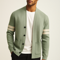 Men's Slim-Fit Button-Front Cardigan | with Striped Sleeve