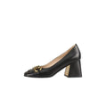Women's Square Toe Block Heel Pumps | with Front Buckle Detail