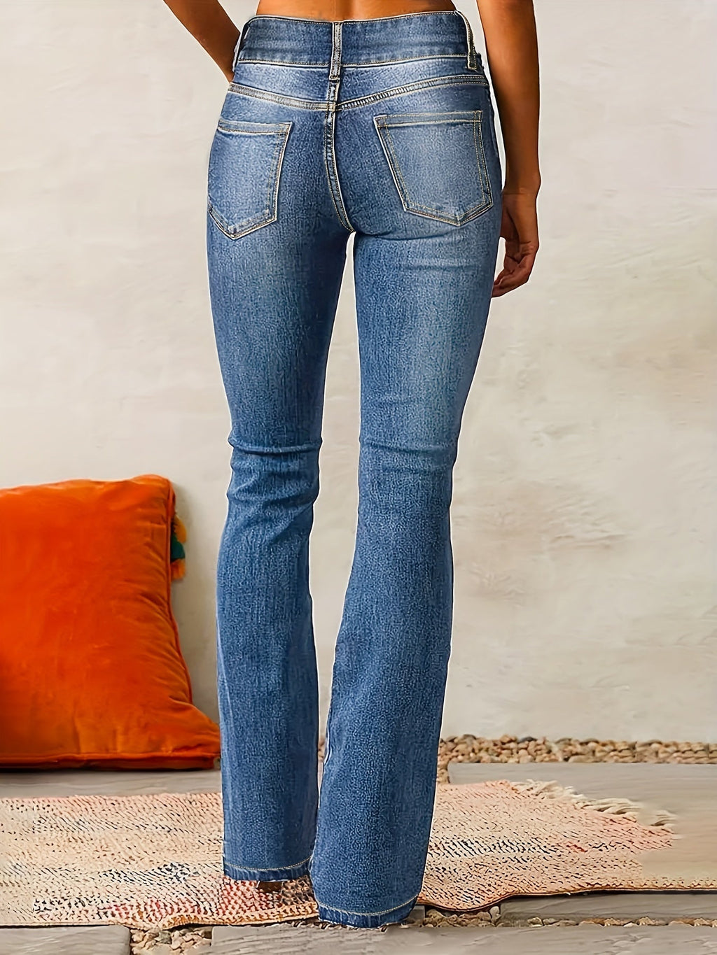 High-Waisted Flared Jeans for Women | Double Button Closure