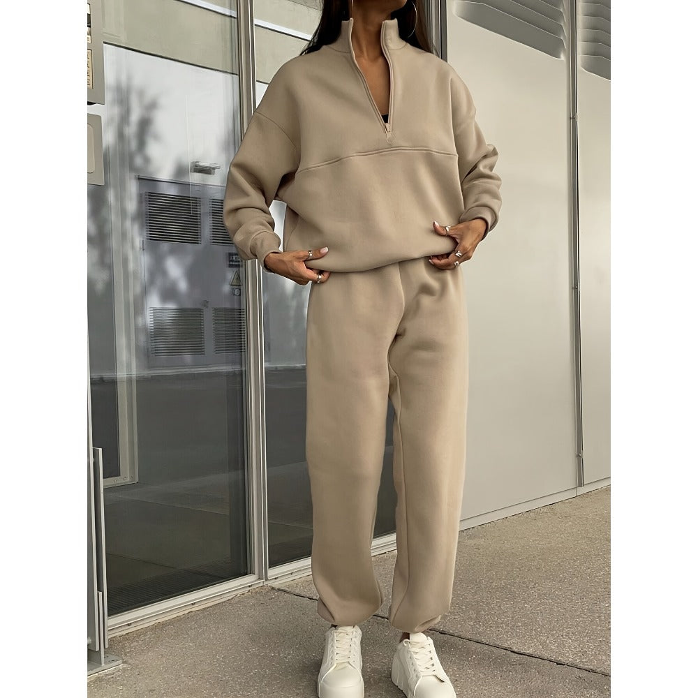Half Zip Sweatshirt and Jogger Set for Women - Stefania