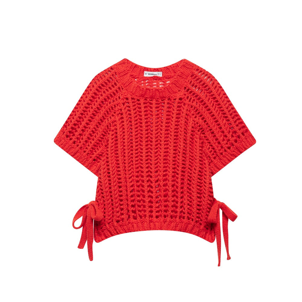 Multi Color Crochet Knit Short Sleeve Top for Women - Ginevra