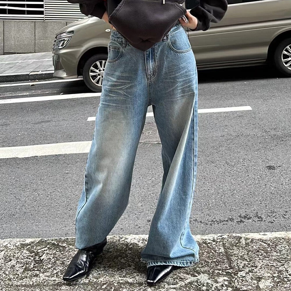 Light Blue Wide Leg High Waist Jeans for Women - Larissa