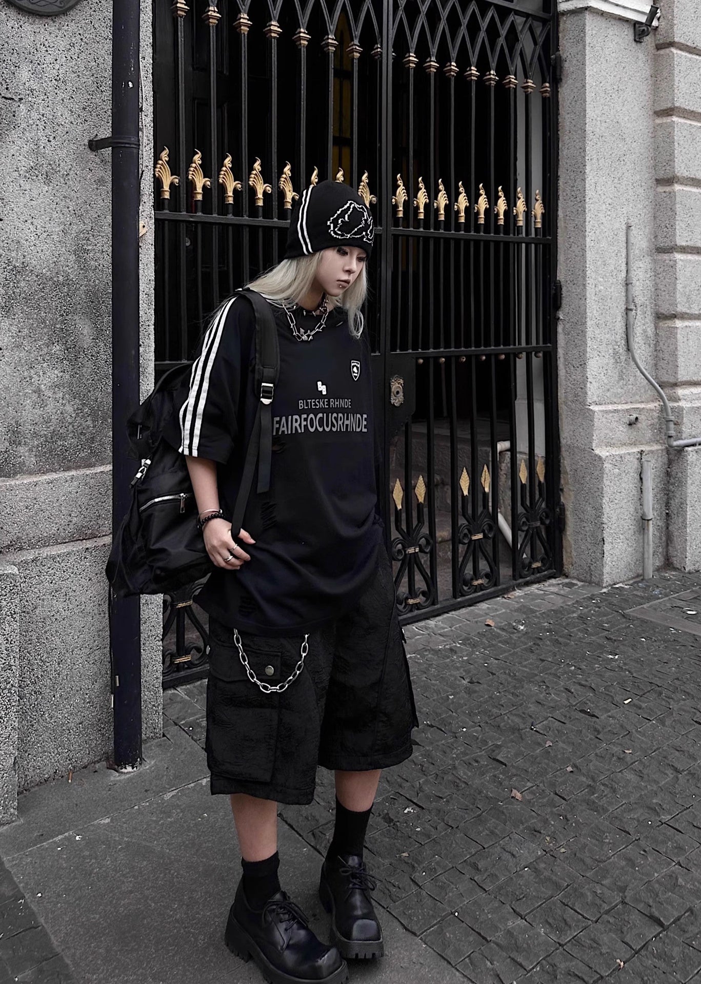 Hip Hop Washed Design Grunge Short Sleeve Top