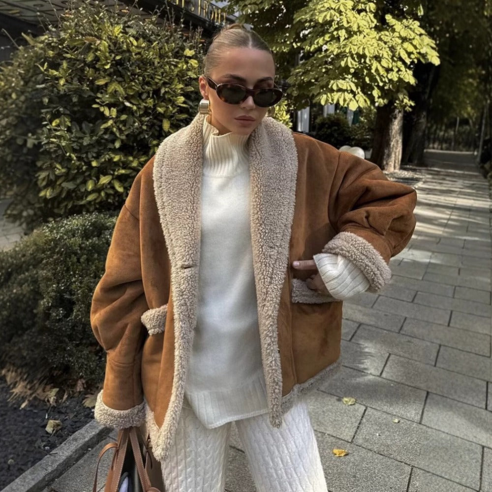 Faux Shearling Jacket with Pockets for Women - Vittoria