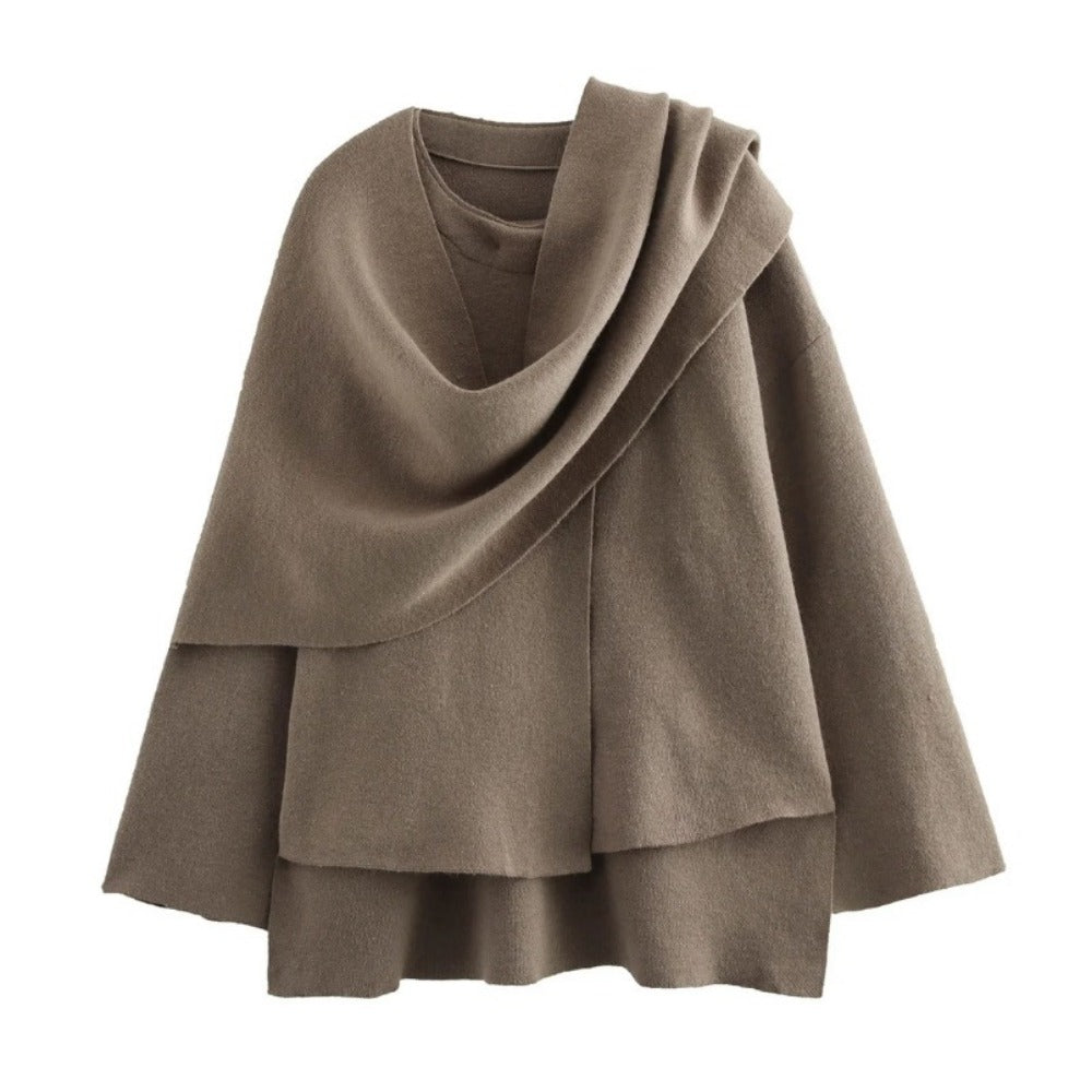 Cape Coat with Scarf Detail for Women - Rosanna