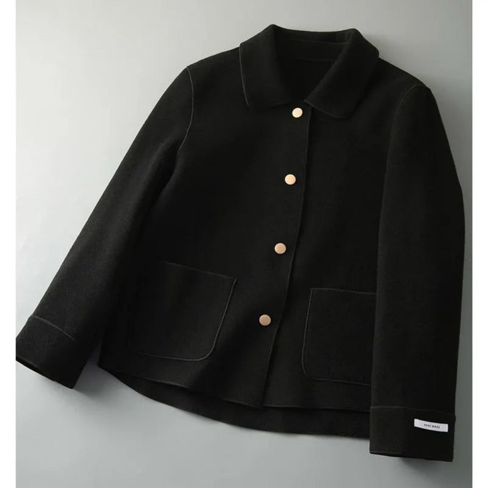 Button Up Short Jacket with Pockets for Women - Daniela