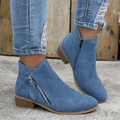 Women's Low Heel Ankle Boots | with Side Zipper