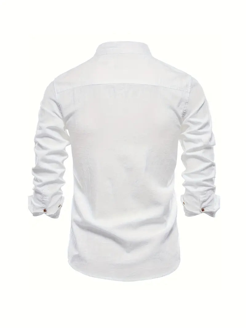 Men's Long Sleeve Stand Collar Casual Shirt
