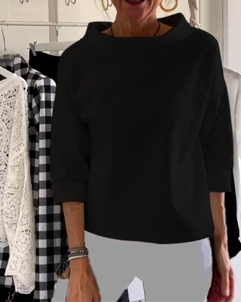 Casual Waterfall Neck Blouse for Women | 3/4 Sleeves