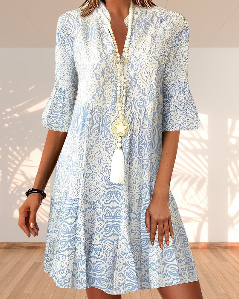 Women's V-Neck Bohemian Summer Mini Dress