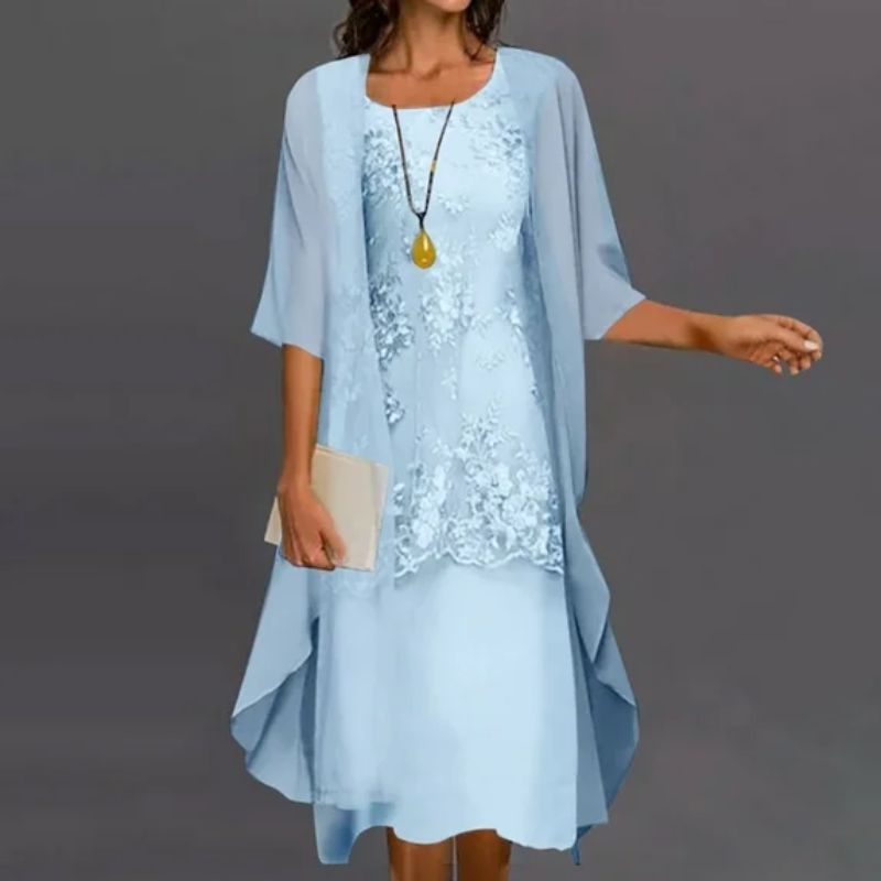 Women's Midi Two-Piece Dress for Wedding Guests