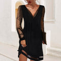 Sparkling Mini Evening Dress for Women | Long Sleeve